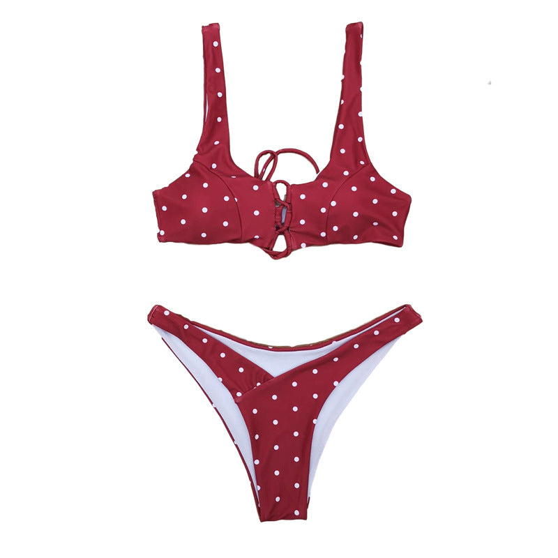 Damen Triangel-Bikini mit verspieltem Punkte-Design und anpassbarem Trägersystem Drune