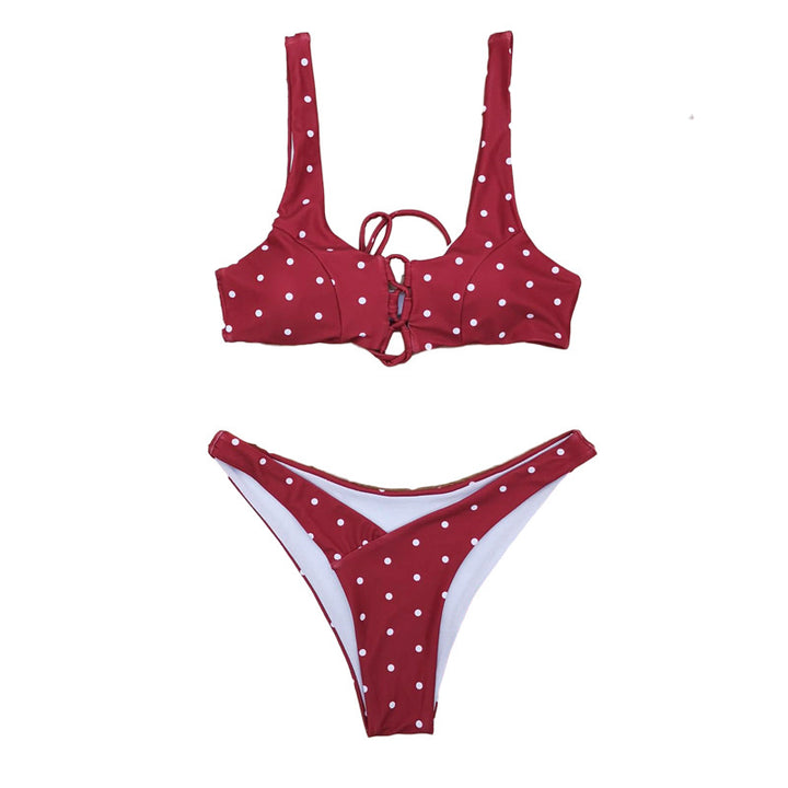 Damen Triangel-Bikini mit verspieltem Punkte-Design und anpassbarem Trägersystem Drune