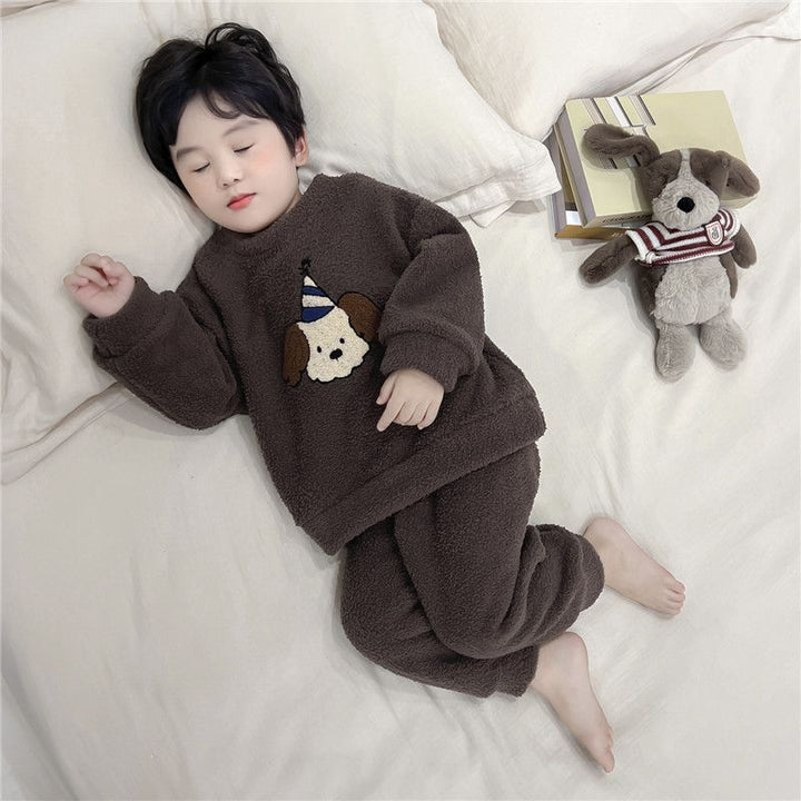 Warme Jungen-Hausanzug-Sets aus weichem Fleece