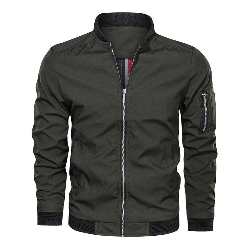 Herren Leichte Bomberjacke im Utility-Look mit Ärmeltasche und Rippbündchen Drune