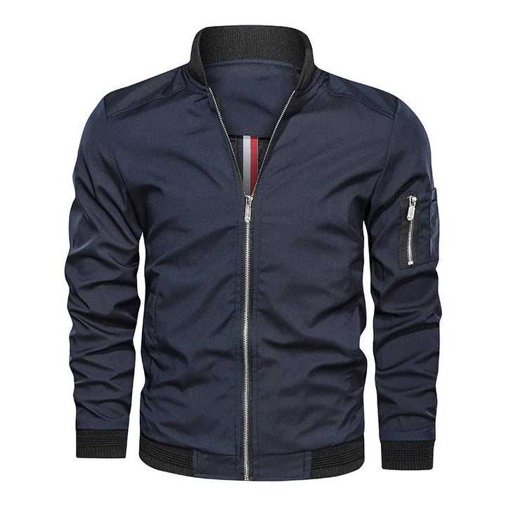 Herren Leichte Bomberjacke im Utility-Look mit Ärmeltasche und Rippbündchen Drune
