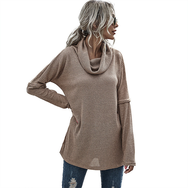 Damen Gerippter Feinstrick-Longsleeve mit Rollkragen, Seitenschlitzen und verlängertem Rückenteil Drune