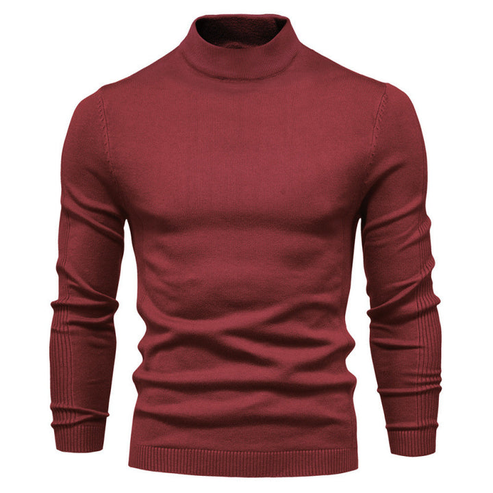Herren-Rollkragenpullover, gestrickt, einfarbig