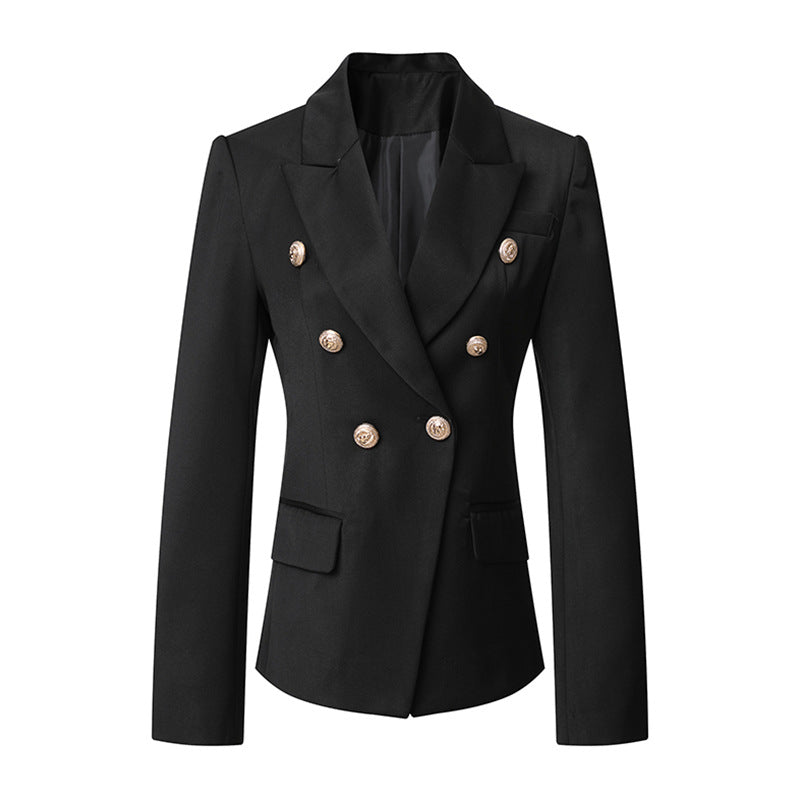 Damen Elegante Doppelreihige Blazerjacke mit goldenen Knöpfen Drune