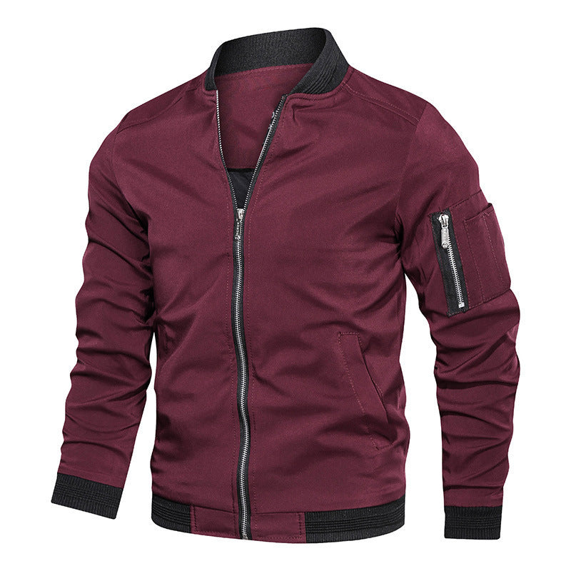 Herren Leichte Bomberjacke im Utility-Look mit Ärmeltasche und Rippbündchen Drune