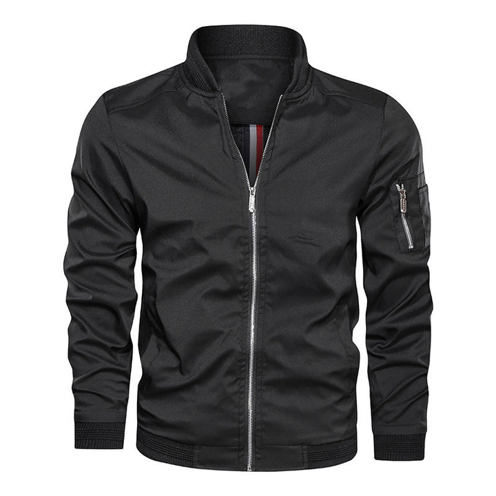 Herren Leichte Bomberjacke im Utility-Look mit Ärmeltasche und Rippbündchen Drune