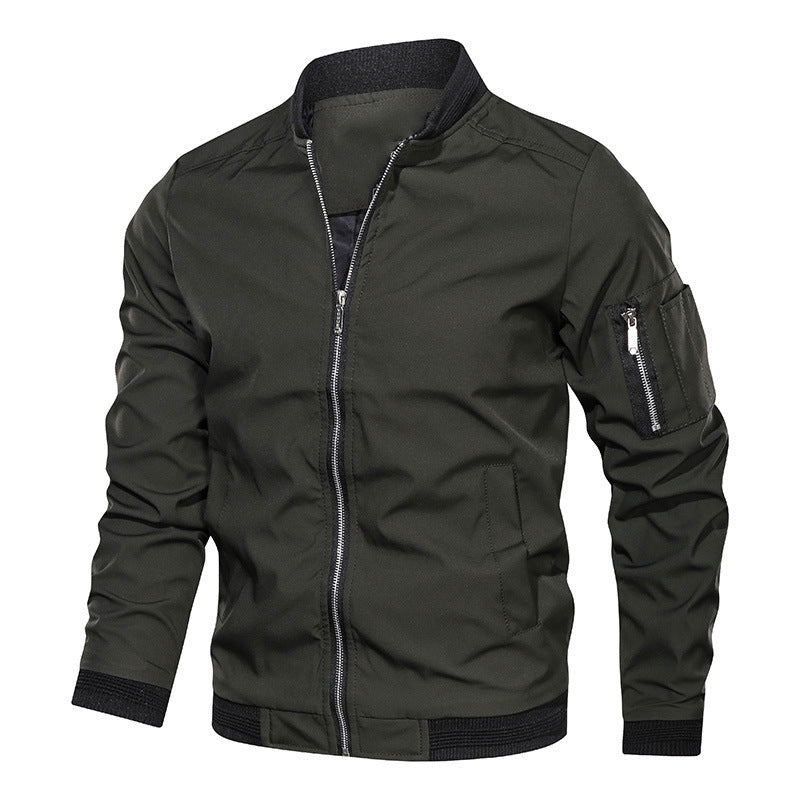 Herren Leichte Bomberjacke im Utility-Look mit Ärmeltasche und Rippbündchen Drune