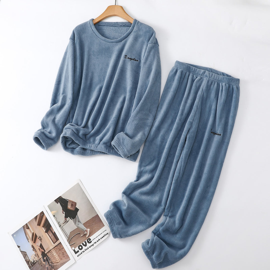 Damen-Schlafanzug aus Korallenfleece, warm, lockere Passform