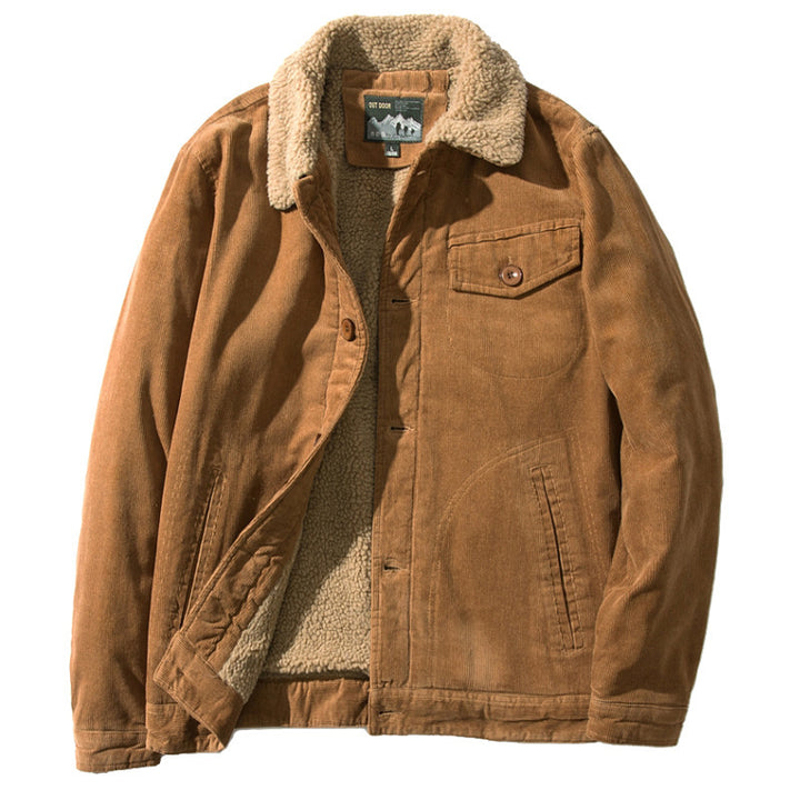 Herren Stylische Outdoor-Jacke mit Teddy-Futter Drune