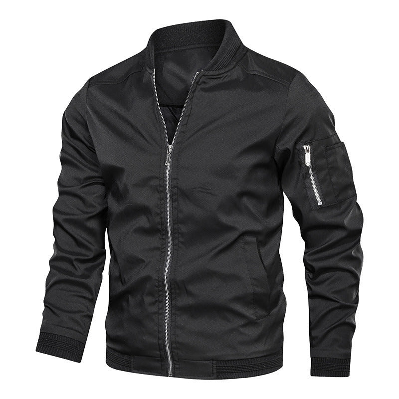 Herren Leichte Bomberjacke im Utility-Look mit Ärmeltasche und Rippbündchen Drune