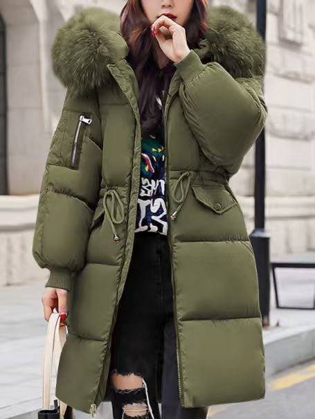 Gefütterte Damen-Winterjacke, mittellang, mit Fellkragen