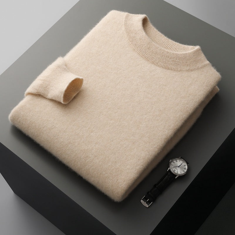 Herren-Kaschmirpullover, Stehkragen, reine Wolle