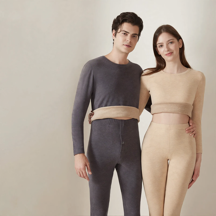 Thermo-Unterwäsche-Set für Damen und Herren, Rundhals
