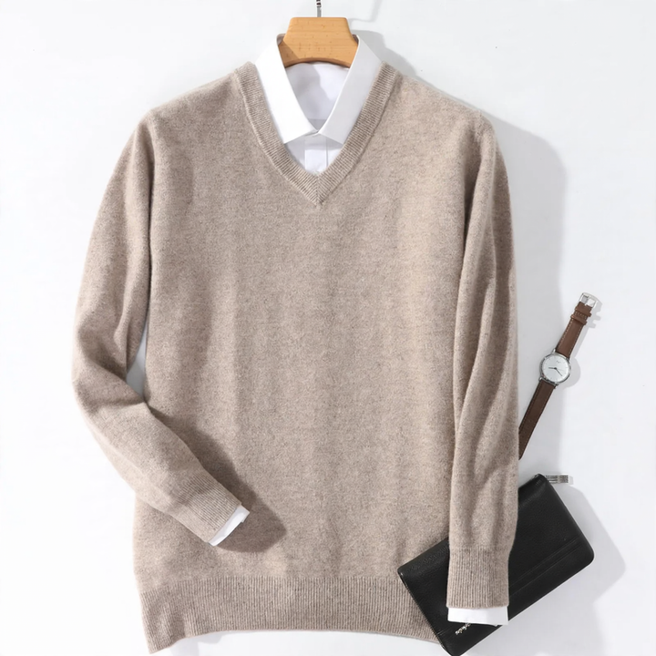 Herren-Wollpullover mit V-Ausschnitt