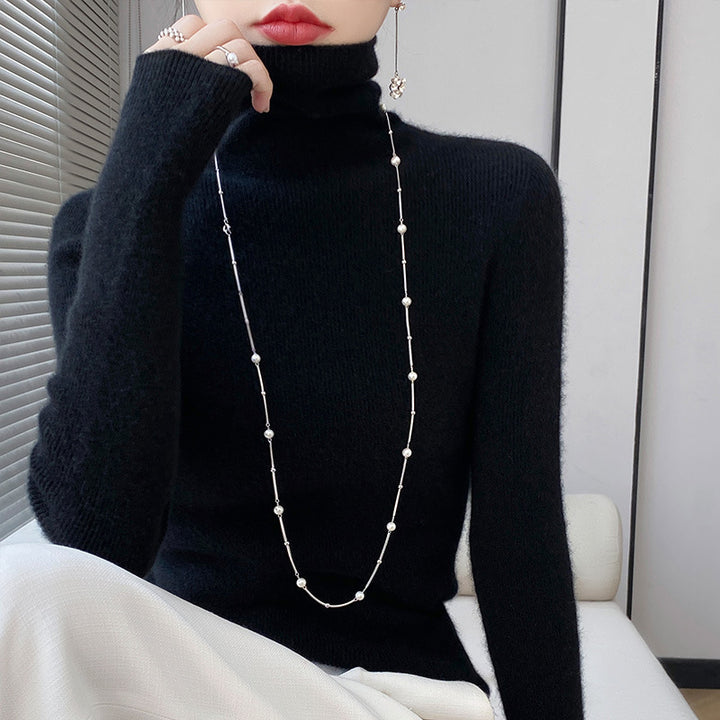 Damen-Strickpullover mit Stehkragen, langärmelig, gefüttert