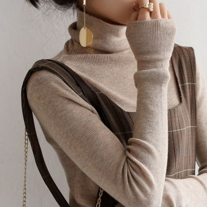 Damen-Pullover mit Stehkragen, schmal geschnitten