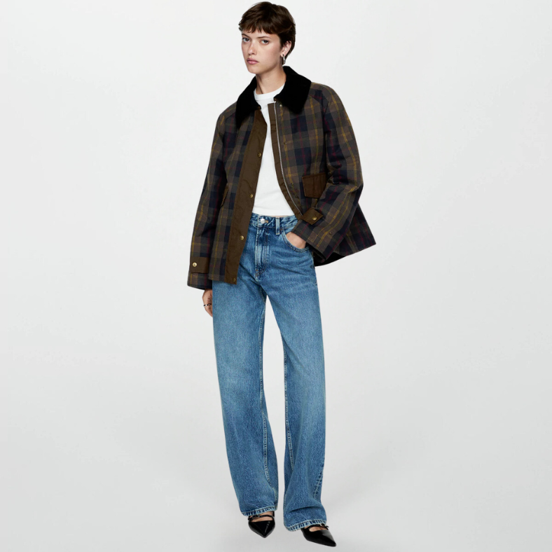 Drune | Trendy Damen Karomuster Zip-Up Jacke