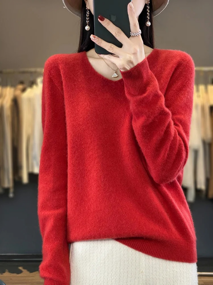 Drune | Cashmere Pullover Damen Eleganter V-ausschnitt, Weich & Komfortabel