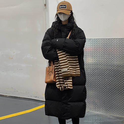 Lange, gefütterte Damen-Winterjacke, locker geschnitten