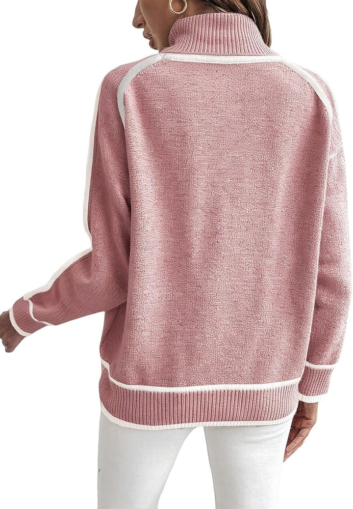 Lockerer Damen-Strickpullover mit hohem Kragen