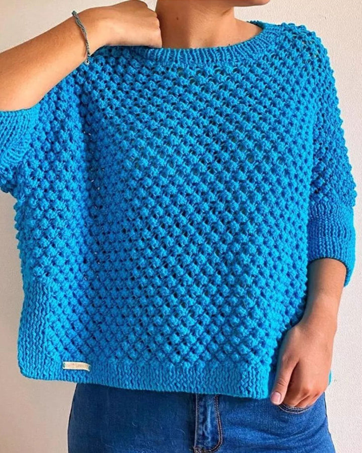 Drune | Einfarbiger Lockerer Pullover mit Rundhalsausschnitt