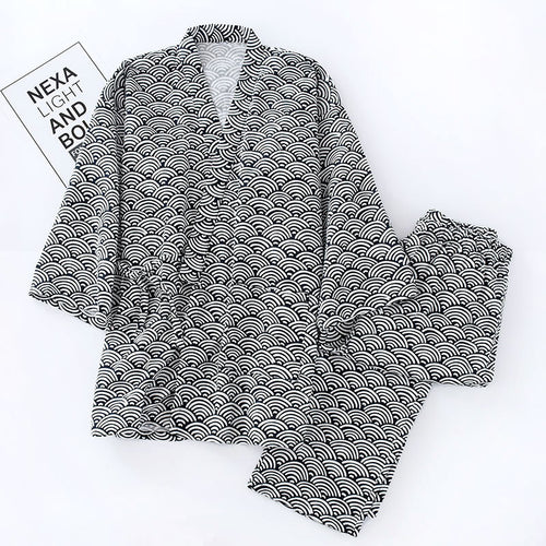 Herren-Hausanzug im Kimono-Stil aus Baumwollgaze