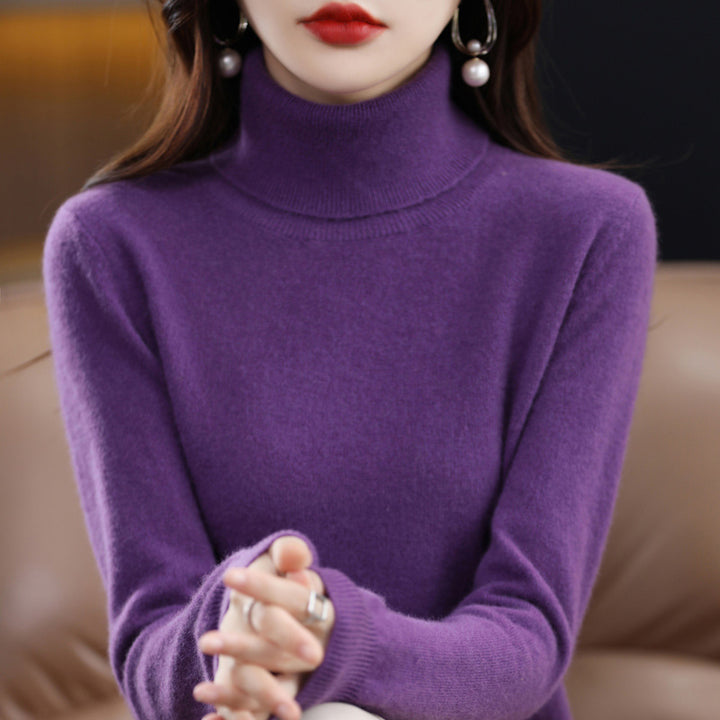 Eleganter Damen-Rollkragenpullover, Strick, locker geschnitten