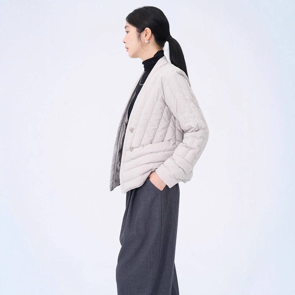 Leichte V-Ausschnitt Daunenjacke für Damen