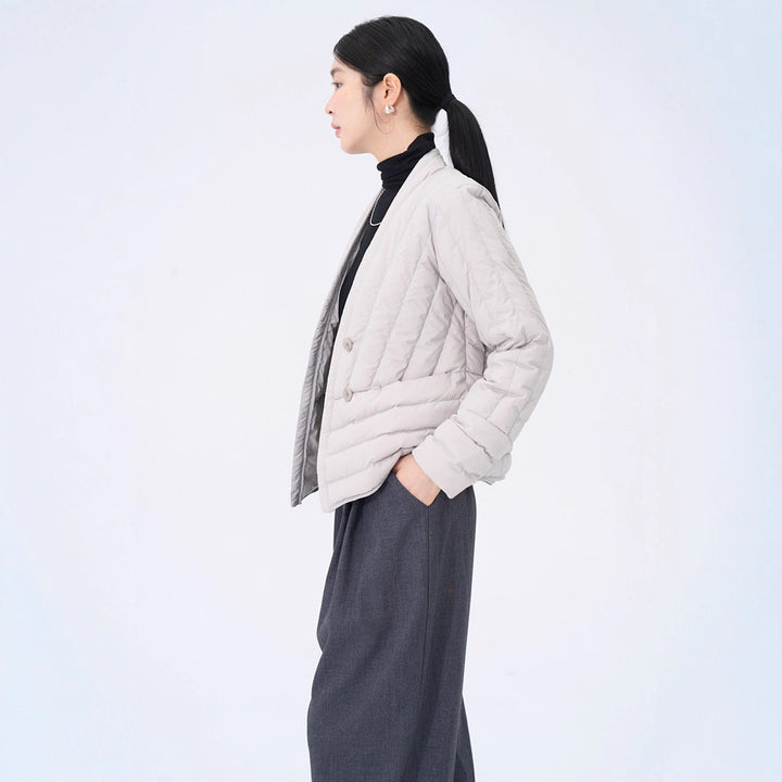 Leichte V-Ausschnitt Daunenjacke für Damen