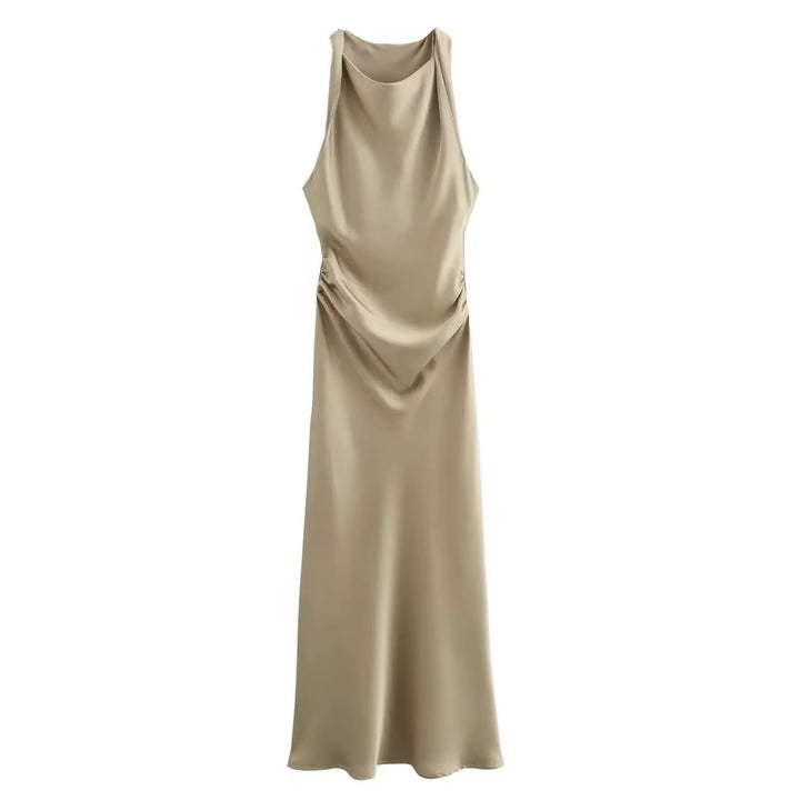 Drune | Satin Maxikleid Elegante Drapierung