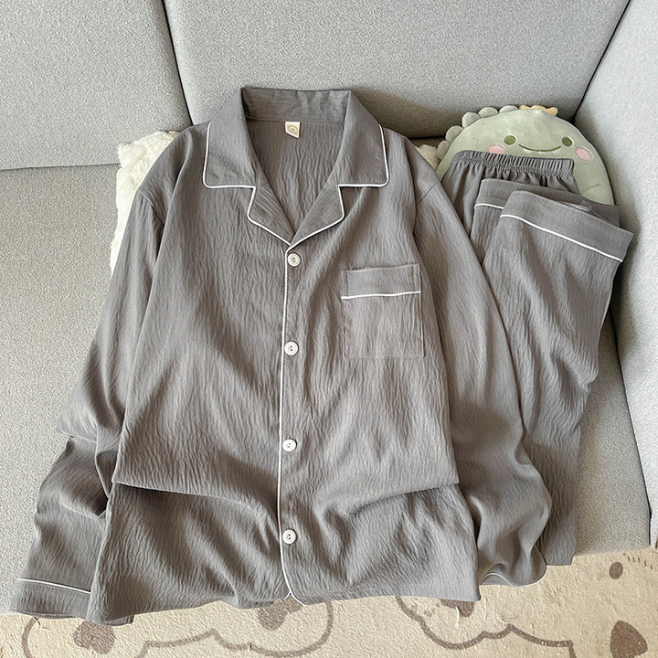 Herren-Pyjama aus weicher Baumwoll-Gaze, schlicht