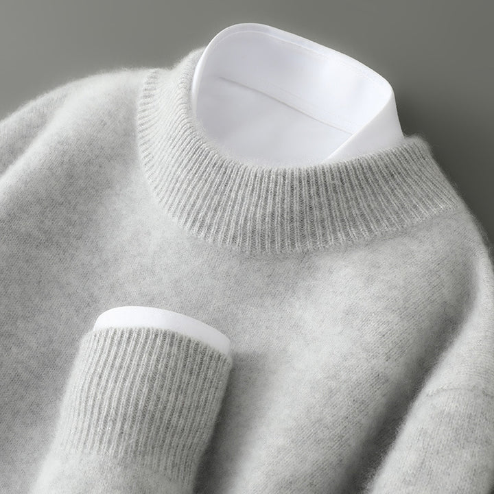 Herren-Wollpullover, Stehkragen, 100% Wolle, dick