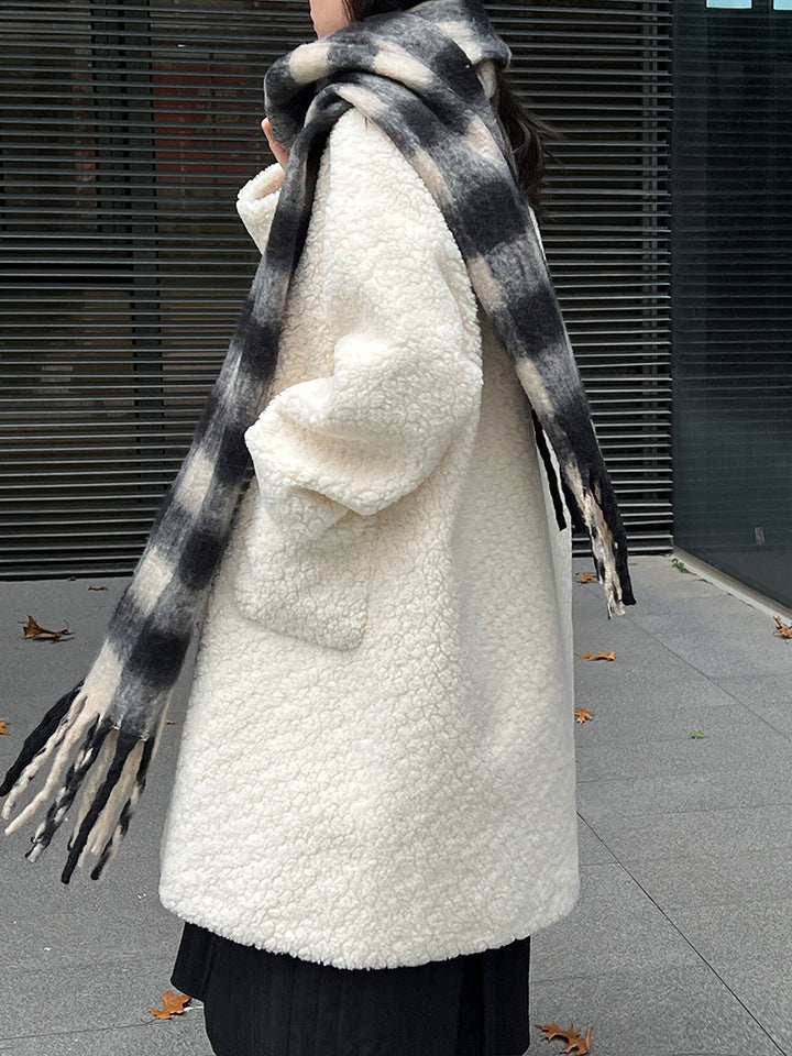 Langer Damen-Lammfell-Mantel, koreanischer Stil