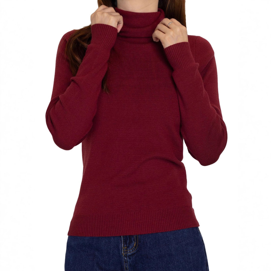 Damen-Rollkragenpullover, Strick, einfarbig