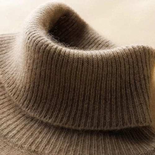 Damen-Rollkragenpullover aus Wolle, einfarbig