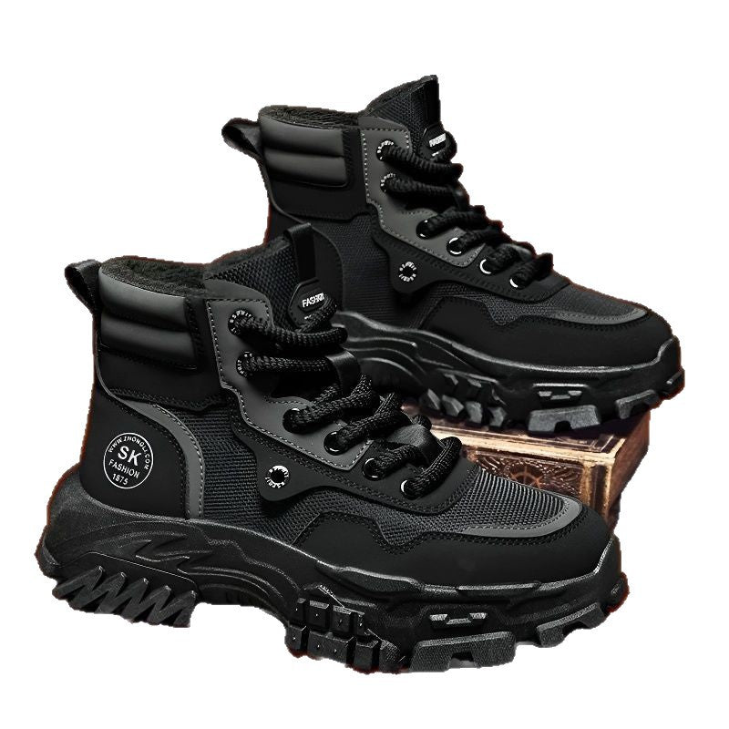 Gefütterte Herren-Winterstiefel mit Plateausohle
