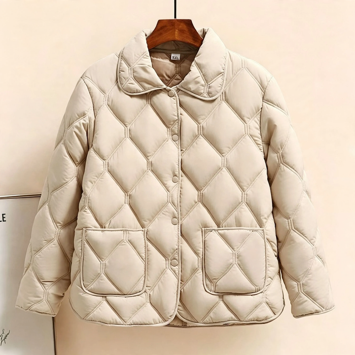 Damen-Steppjacke, leicht, tailliert, mit V-Ausschnitt