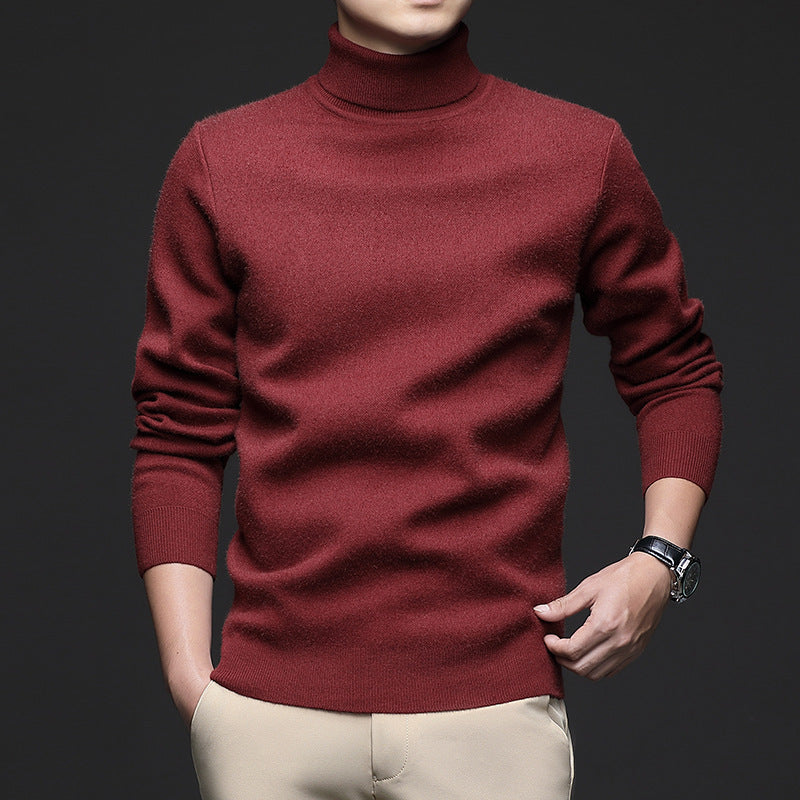 Herren-Rollkragenpullover, gestrickt, warm, für den Winter