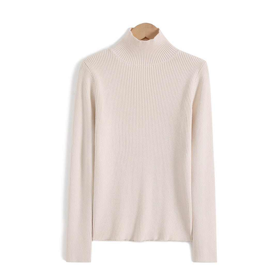 Damen-Strickpullover aus Wolle mit halbem Stehkragen