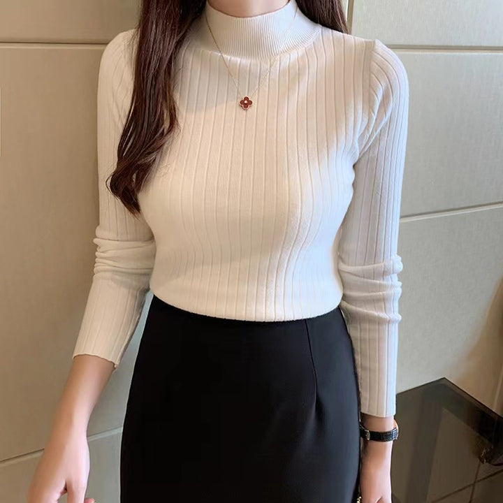 Damen-Strickpullover mit Stehkragen, dünn