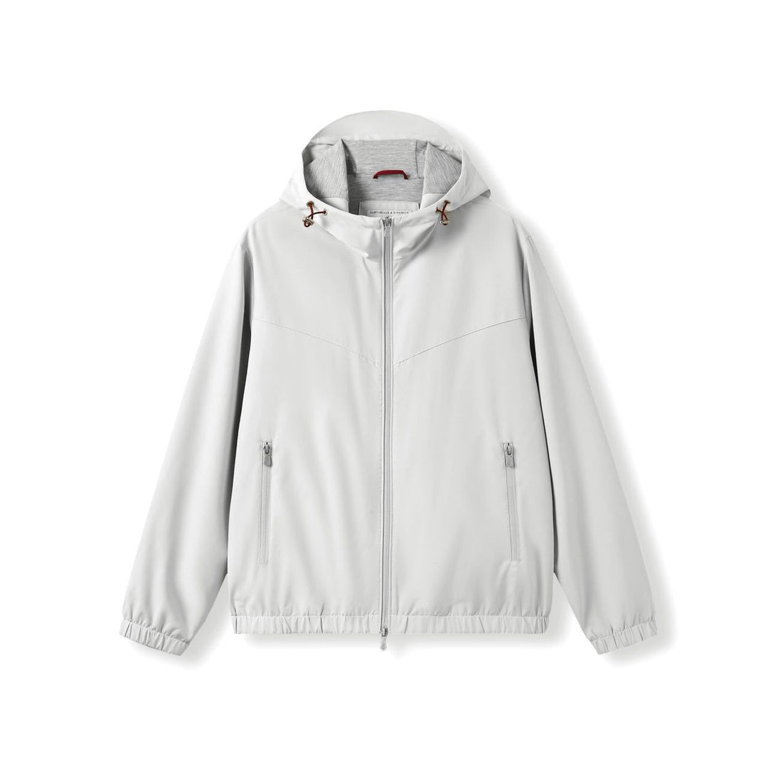 Elegante Herren-Kapuzenjacke, Wolle und Seide