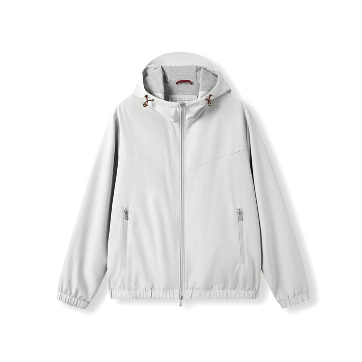 Elegante Herren-Kapuzenjacke, Wolle und Seide