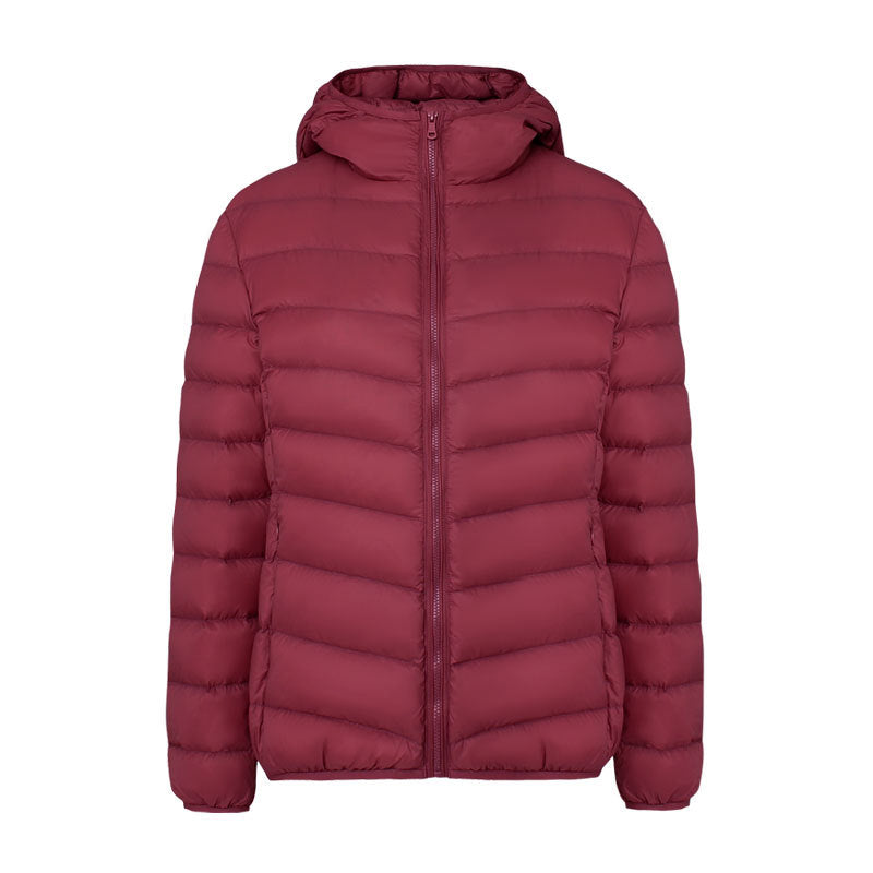 Leichte Damen-Daunenjacke mit Kapuze, wasserabweisend