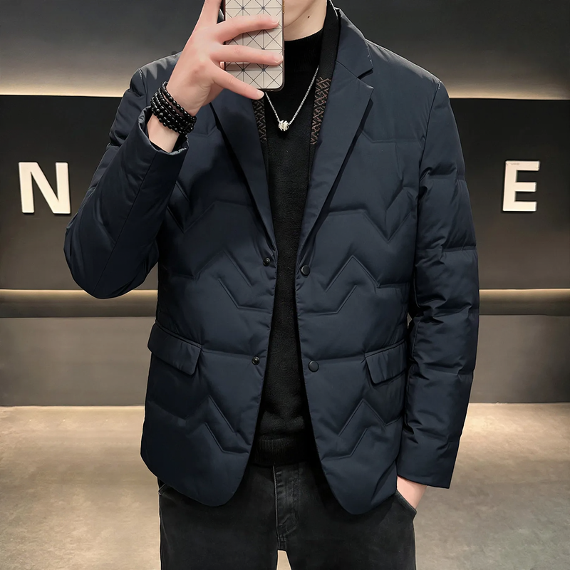 Herren-Daunenjacke im Sakko-Stil mit abnehmbarem Kragen