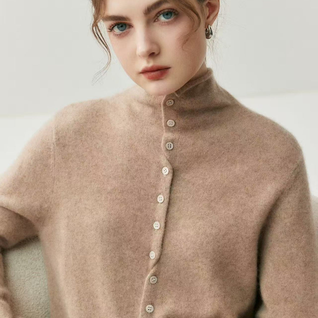Damen-Strickjacke mit Rollkragen, beidseitig tragbar