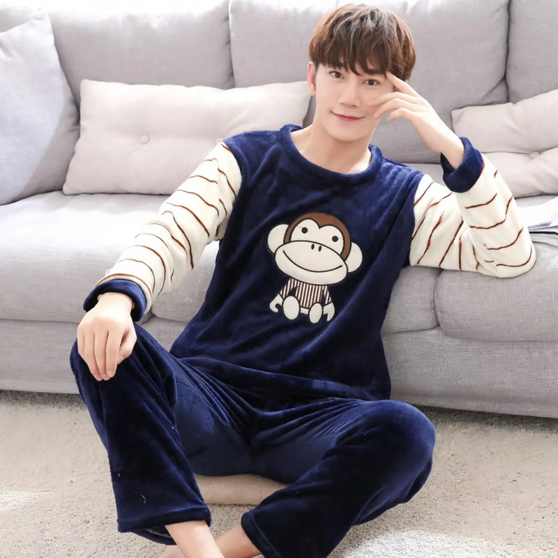Herren-Pyjama-Set, Flanell, gefüttert, warm