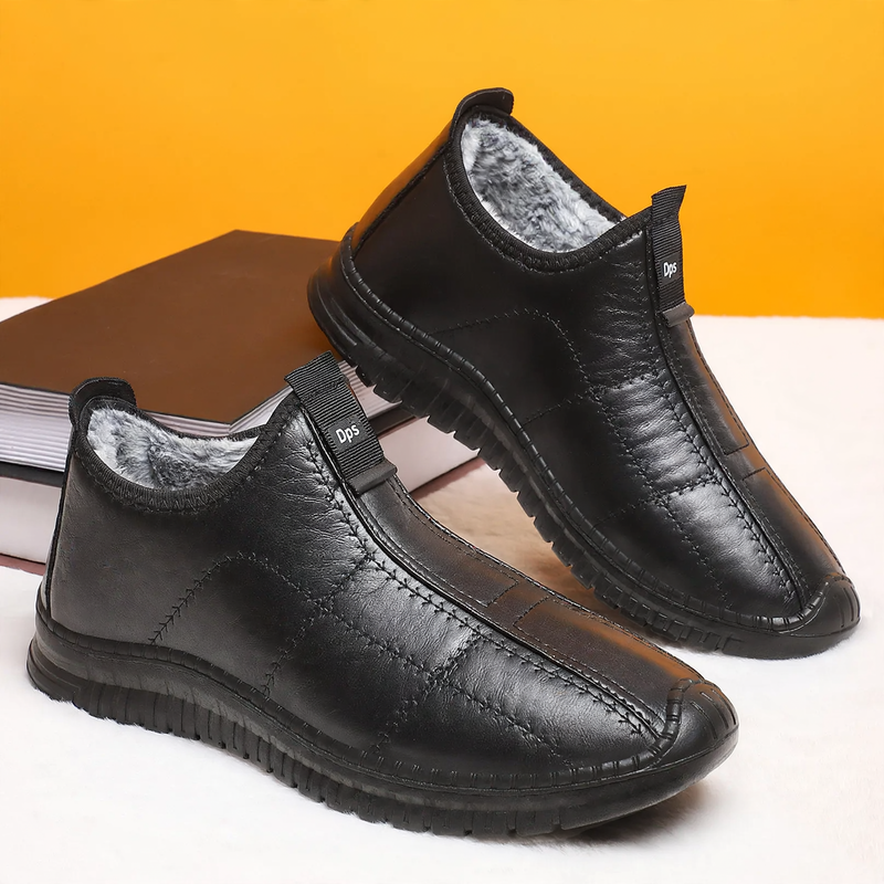 Gefütterte Herren-Lederstiefel, warm