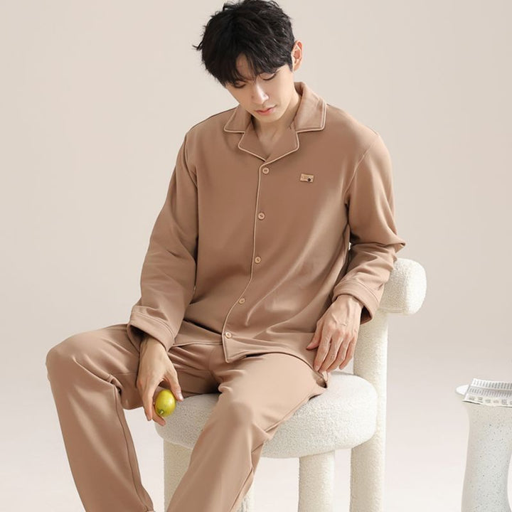 Herren-Pyjama-Set, Baumwolle, geknöpft, verschiedene Größen