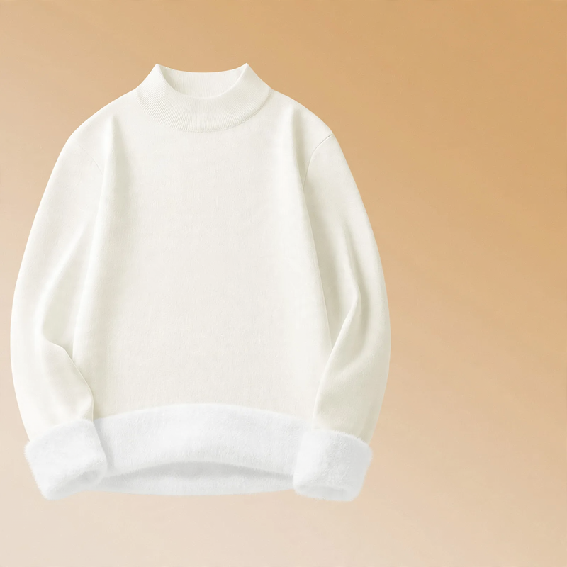 Herren-Strickpullover, gefüttert, Stehkragen