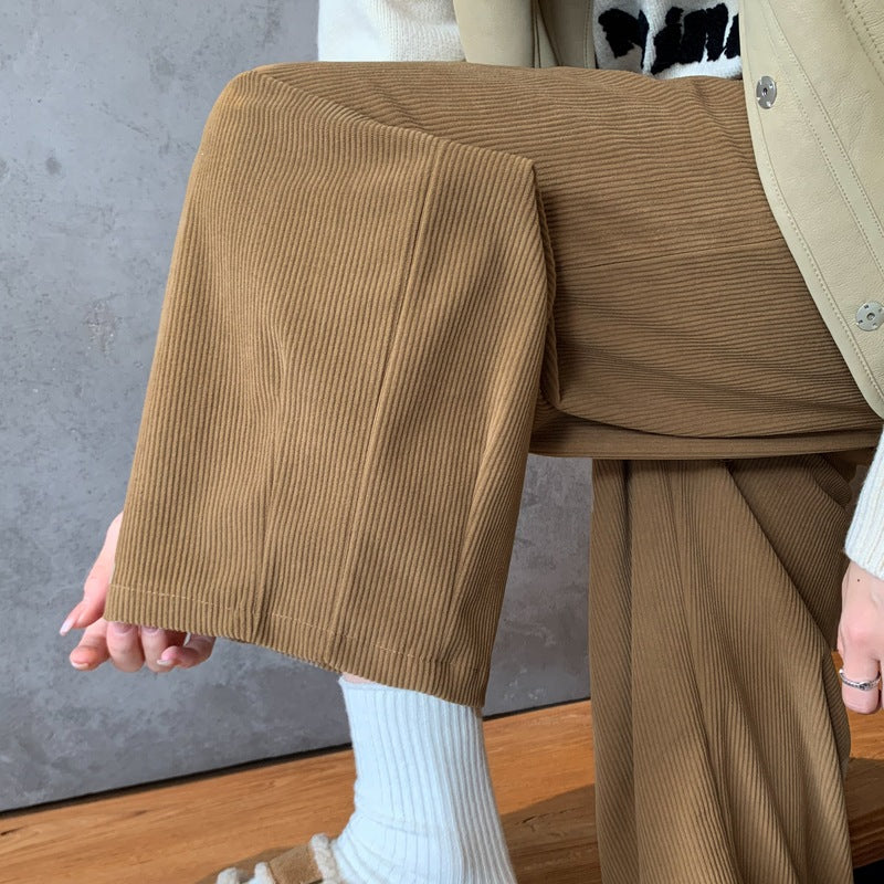 Damen Cordhose, High-Waist, weit geschnitten